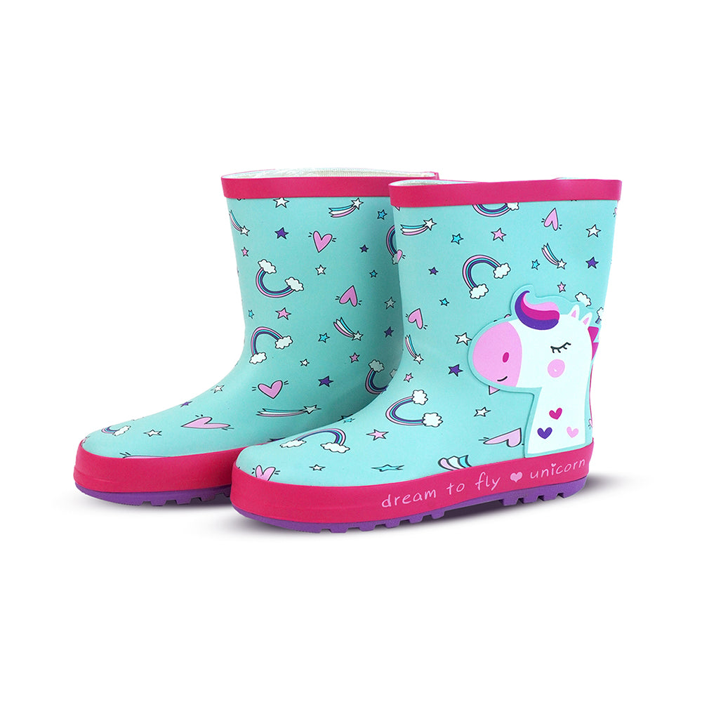 Little Surprise Box, Dreamy Unicorn Rubber Rain Gumboots For Toddlers & Kids
