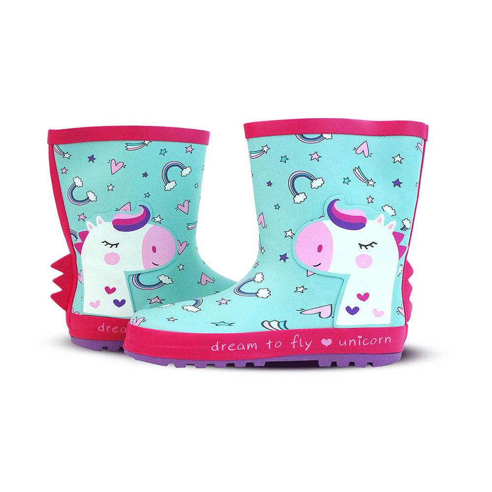 Little Surprise Box, Dreamy Unicorn Rubber Rain Gumboots For Toddlers & Kids