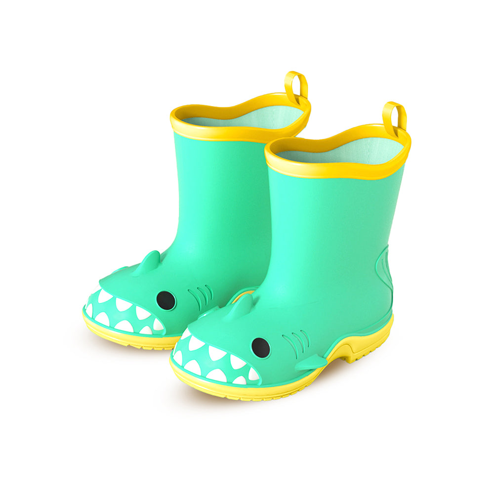 Little Surprise Box, Mint Green Shark EVA Rain Gumboots for Toddlers & Kids