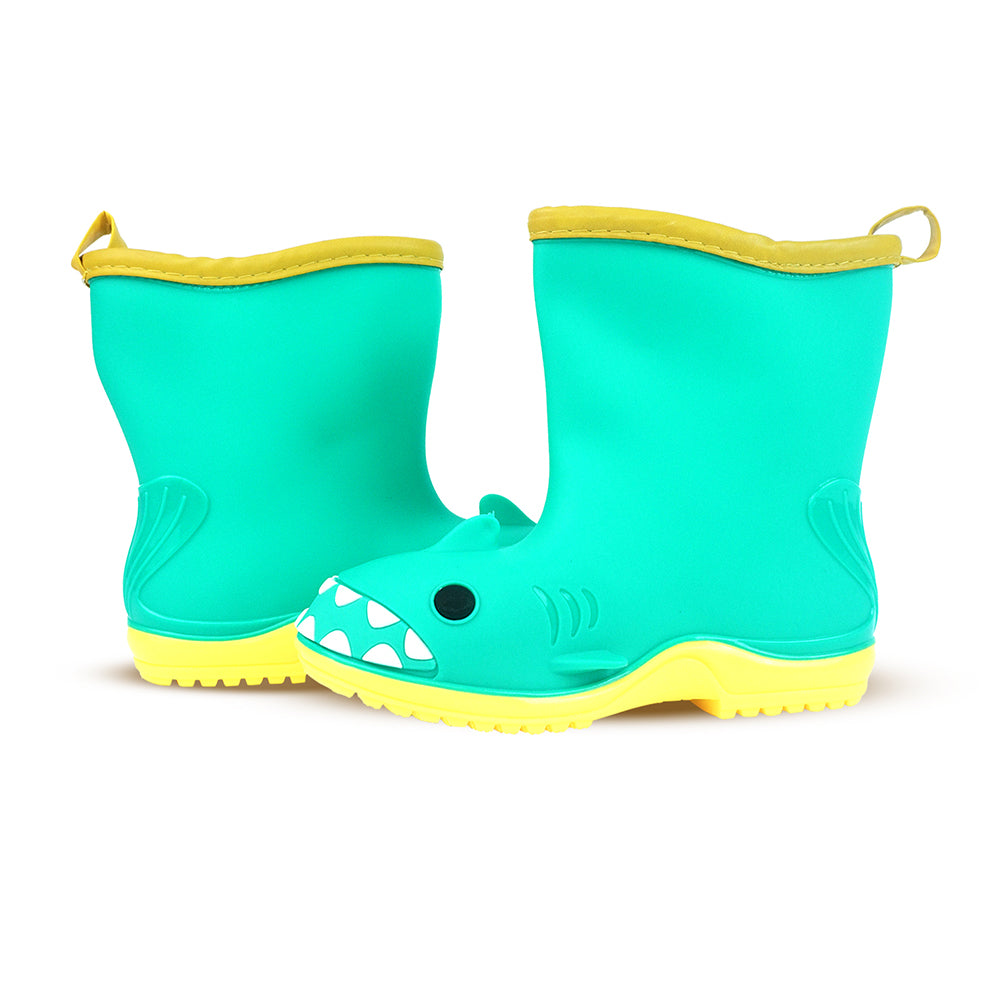 Little Surprise Box, Mint Green Shark EVA Rain Gumboots for Toddlers & Kids