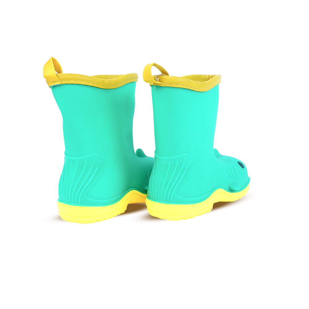 Little Surprise Box, Mint Green Shark EVA Rain Gumboots for Toddlers & Kids