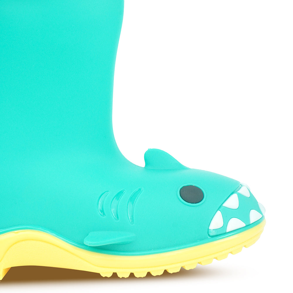 Little Surprise Box, Mint Green Shark EVA Rain Gumboots for Toddlers & Kids