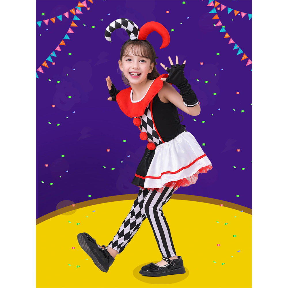 Little Surprise Box,Black & White checkered Joker Jester ,Kids Halloween Costume Dress Up