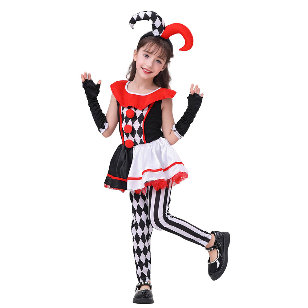 Little Surprise Box,Black & White checkered Joker Jester ,Kids Halloween Costume Dress Up