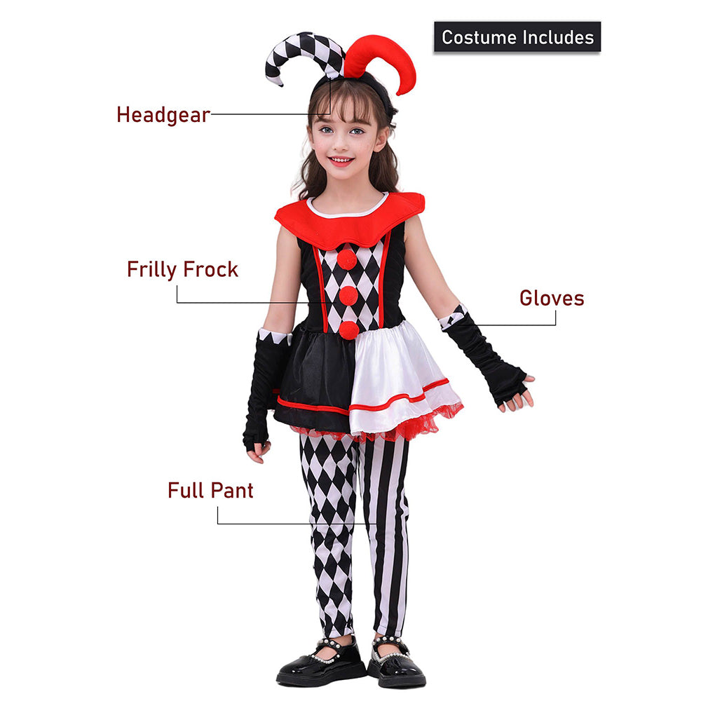 Little Surprise Box,Black & White checkered Joker Jester ,Kids Halloween Costume Dress Up