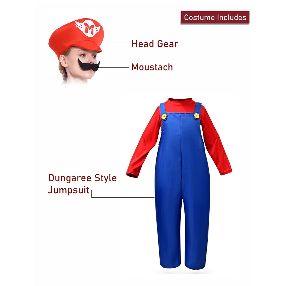 Little Surprise Box, Junior Super Brothers, Plumber Kids Halloween Costume Fancy Dress Up