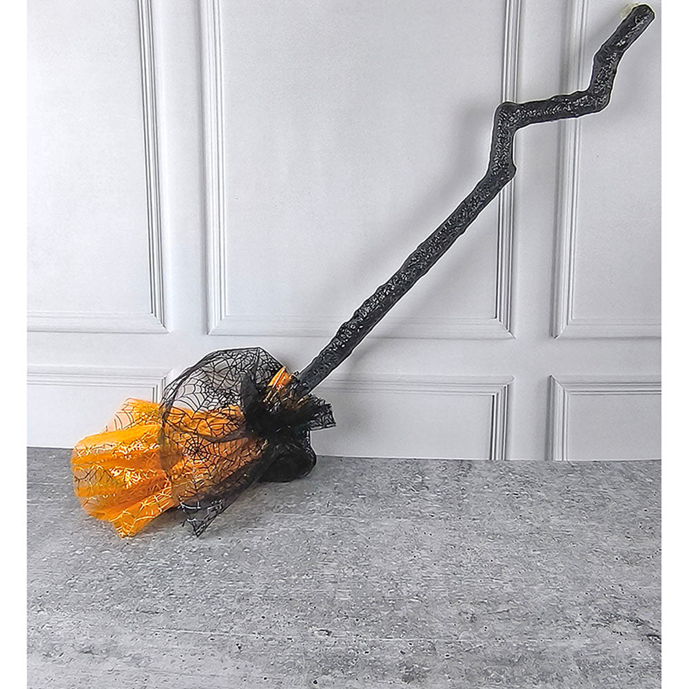 Little Surprise Box Orange Twisted Handle Broom Stick for Halloween Costume Party & Halloween Home office Decor