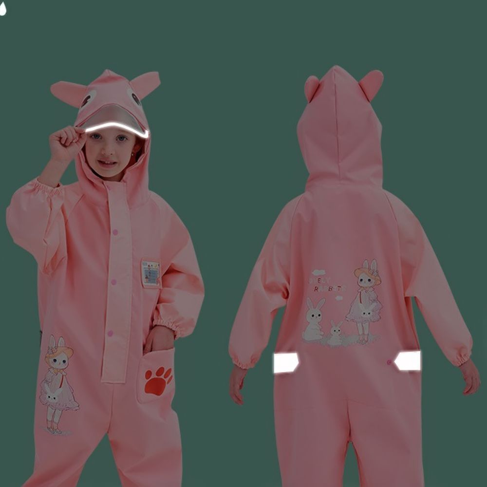 Pink Rabbit Baby, Full Jumpsuit Style Raincoat For Toddlers And Kids