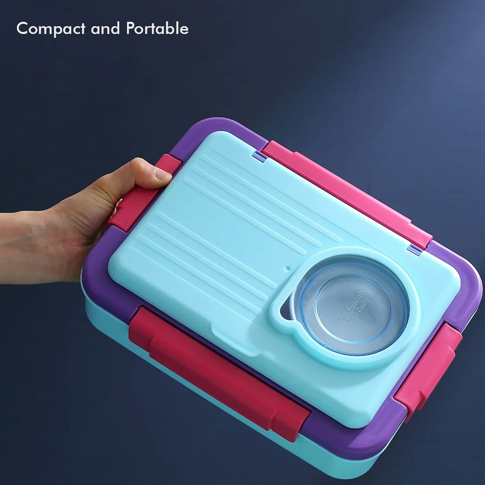 Little Surprise Box 2 Decker Blue & Purple Double Lock Stainless Steel Lunch /Tiffin Box for Kids.