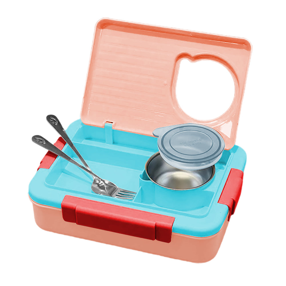 Little Surprise Box 2 decker Orange & Blue Double Lock Stainless Steel Lunch /Tiffin Box for Kids.