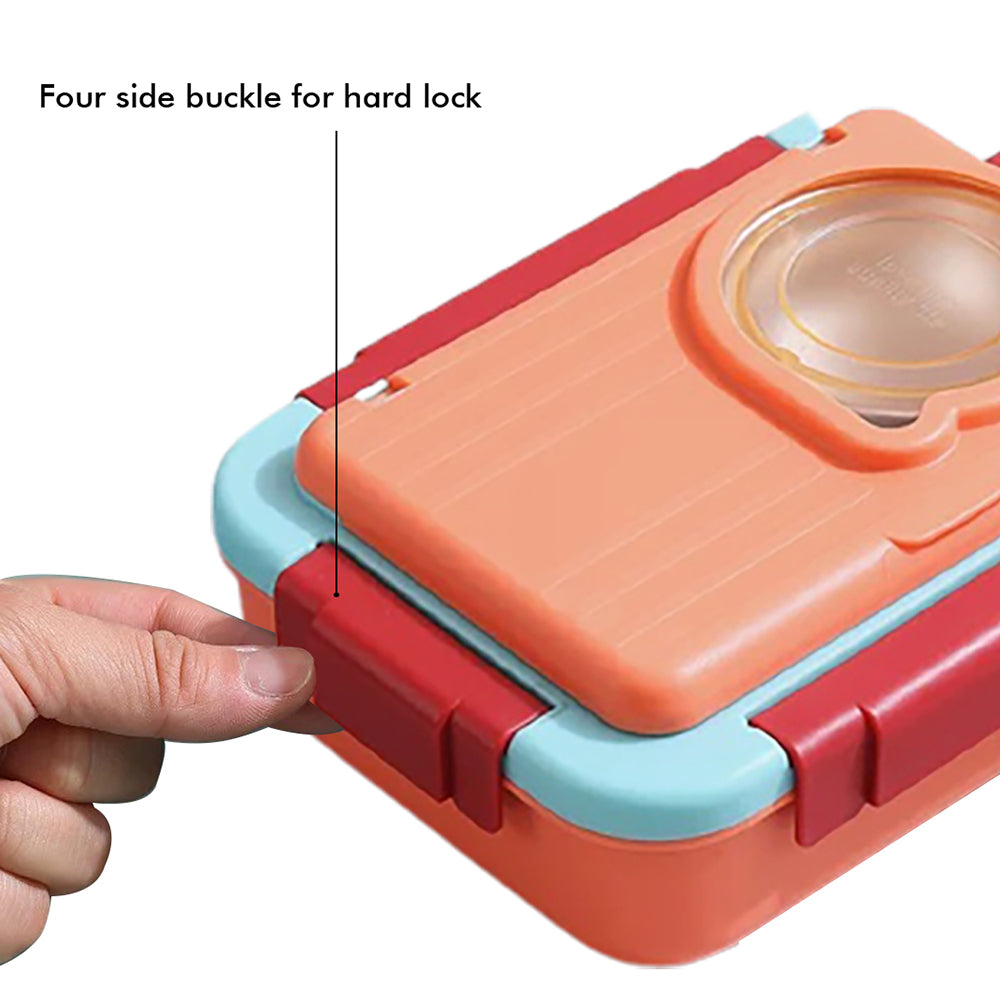 Little Surprise Box 2 decker Orange & Blue Double Lock Stainless Steel Lunch /Tiffin Box for Kids.