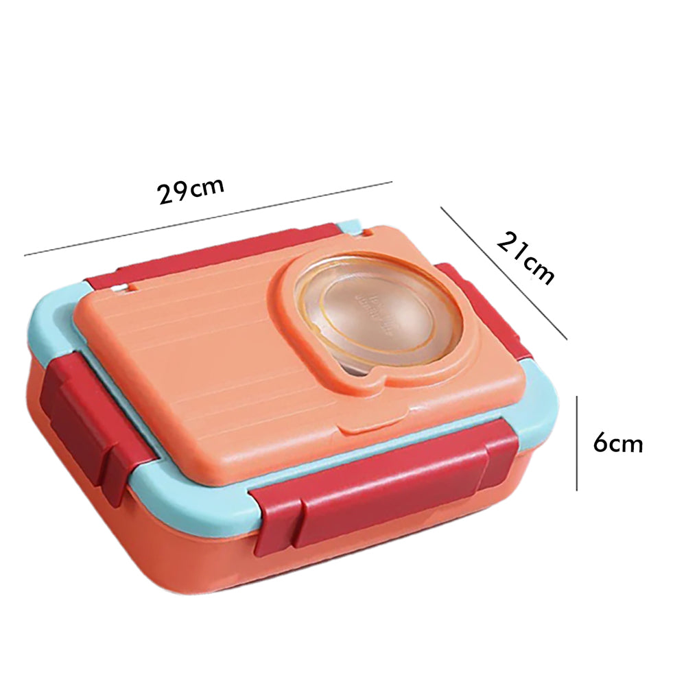 Little Surprise Box 2 decker Orange & Blue Double Lock Stainless Steel Lunch /Tiffin Box for Kids.