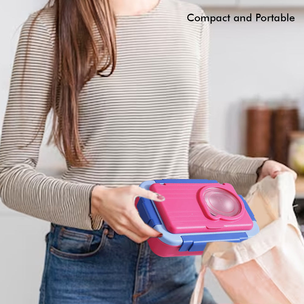 Little Surprise Box 2 Decker Pink & Blue Double Lock Stainless Steel Lunch /Tiffin Box for Kids.