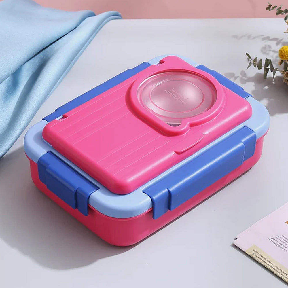 Little Surprise Box 2 Decker Pink & Blue Double Lock Stainless Steel Lunch /Tiffin Box for Kids.