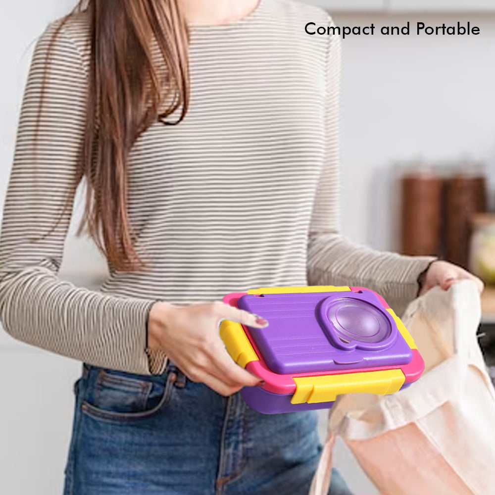 Little Surprise Box 2 decker Purple & Pink Double Lock Stainless Steel Lunch /Tiffin Box for Kids.