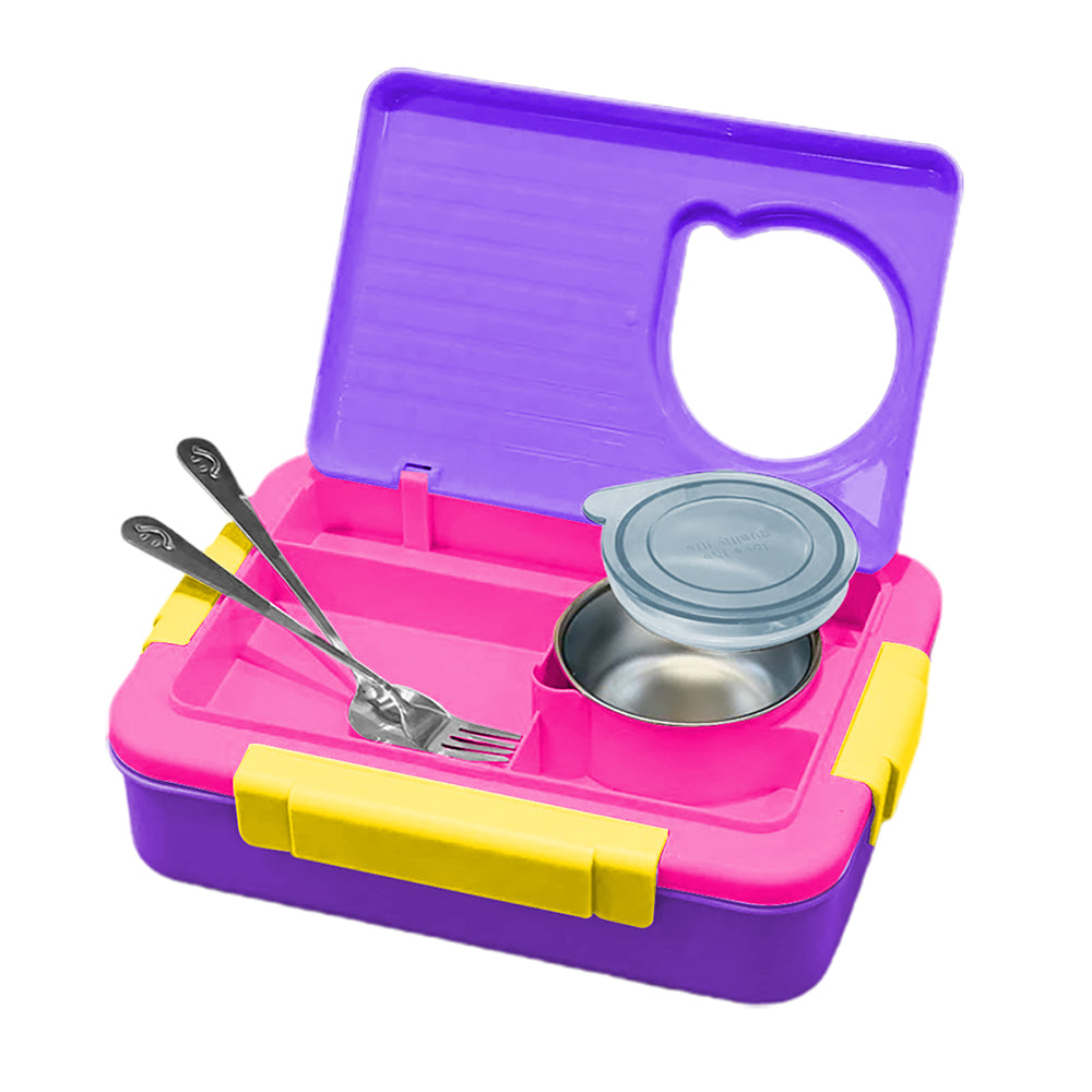 Little Surprise Box 2 decker Purple & Pink Double Lock Stainless Steel Lunch /Tiffin Box for Kids.