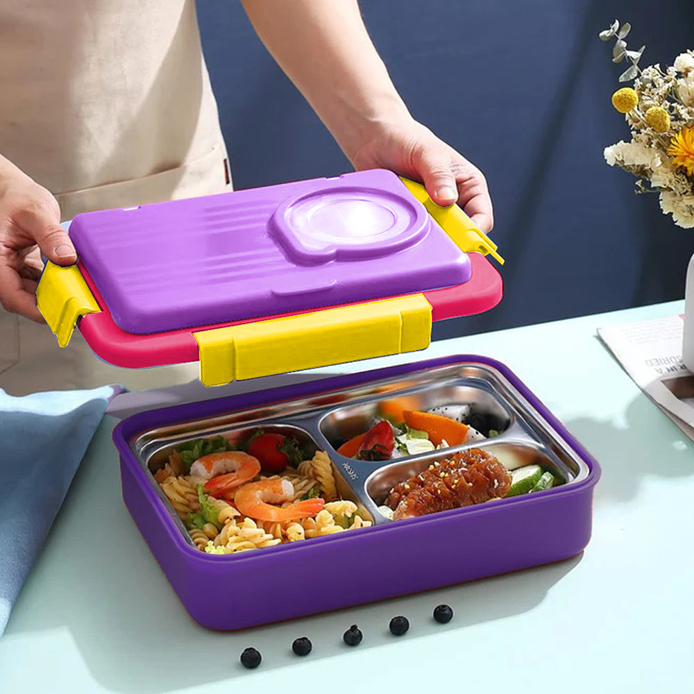 Little Surprise Box 2 decker Purple & Pink Double Lock Stainless Steel Lunch /Tiffin Box for Kids.