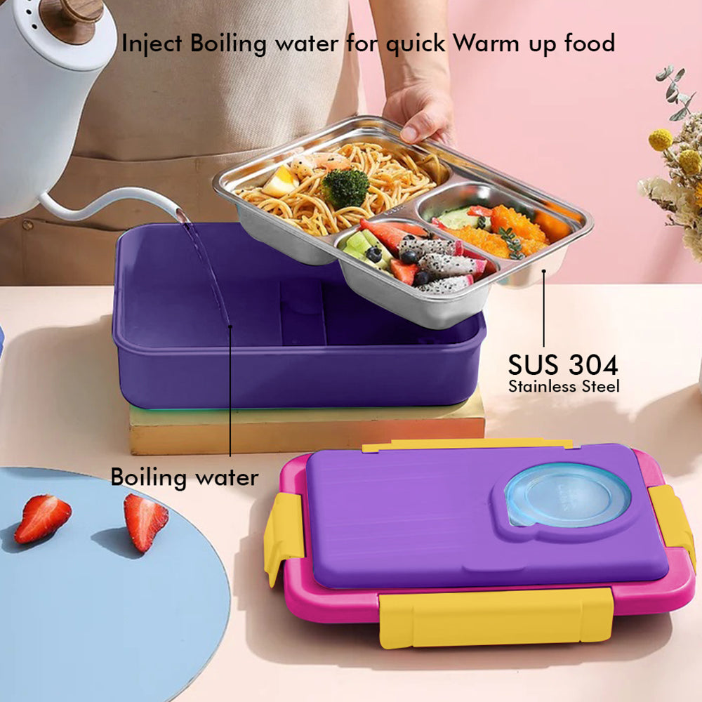 Little Surprise Box 2 decker Purple & Pink Double Lock Stainless Steel Lunch /Tiffin Box for Kids.