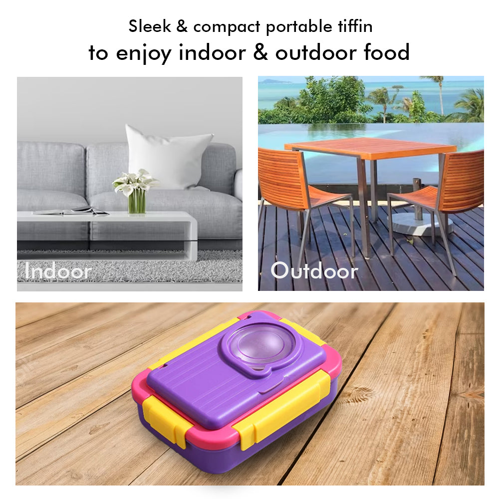 Little Surprise Box 2 decker Purple & Pink Double Lock Stainless Steel Lunch /Tiffin Box for Kids.