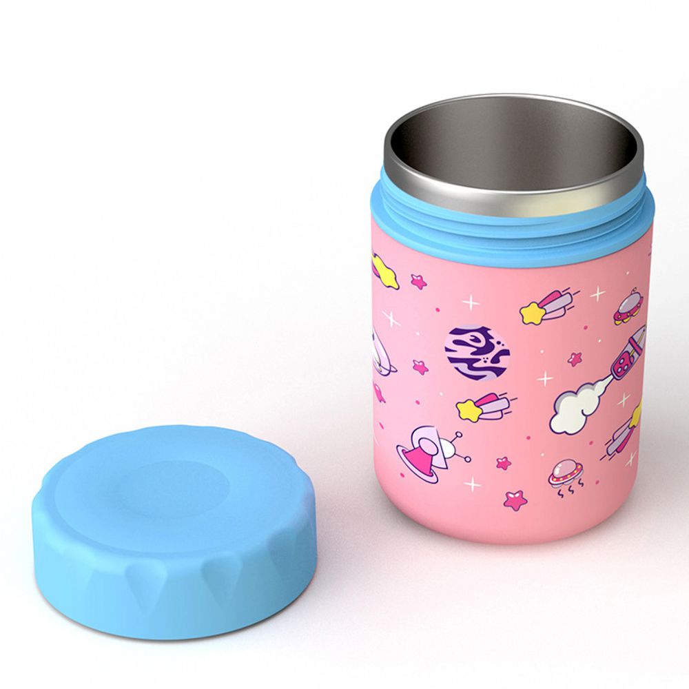 Pink Space Slice 2pcs, Stainless Steel Soup Box and Lunch Box with Bag for Kids