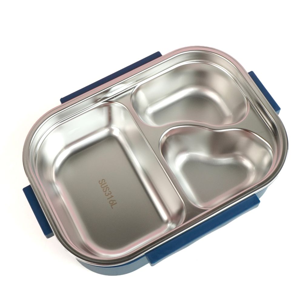 Blue Lunch Time 2 pcs Stainless Steel Kids Lunch Box with matching Lunch Bag