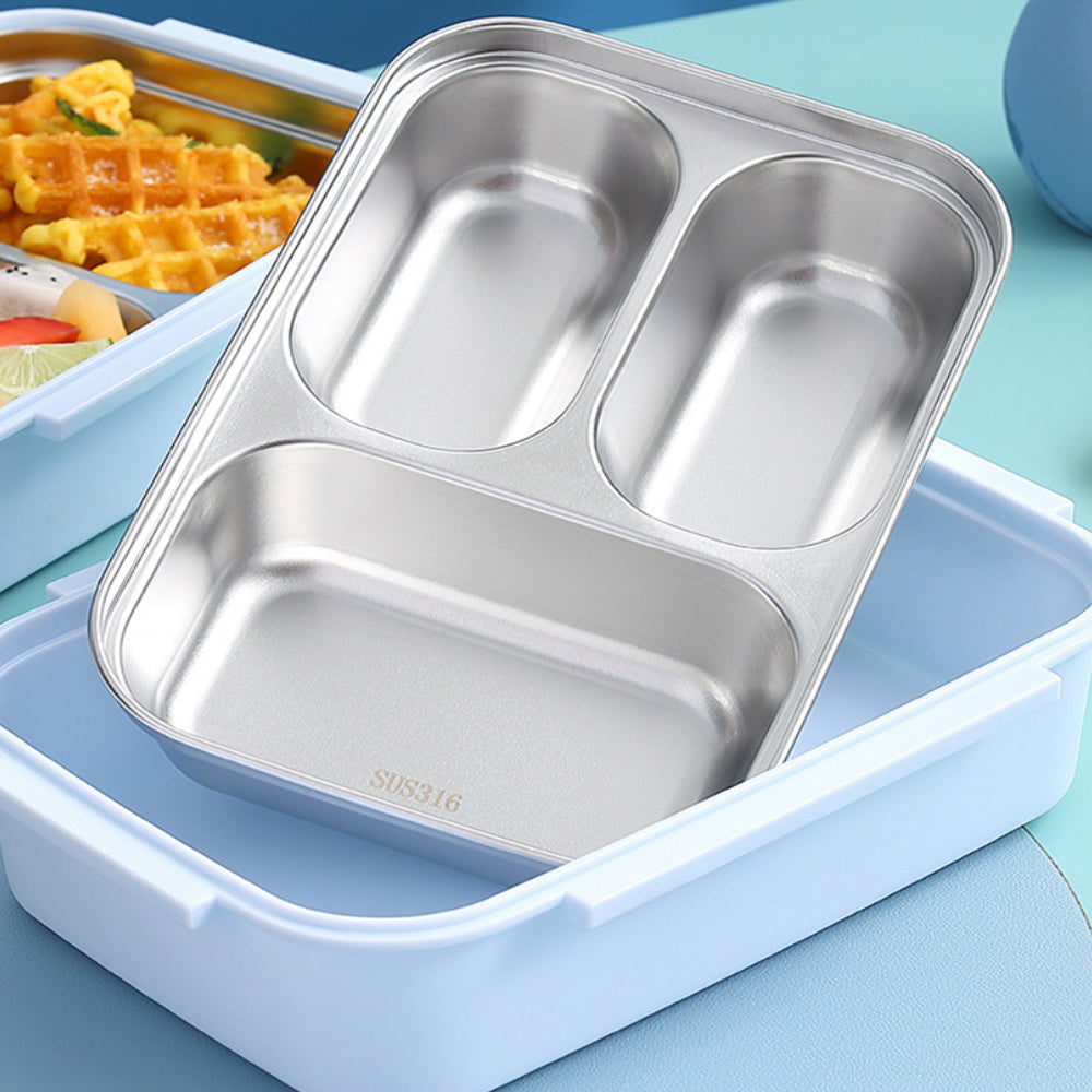 Little Surprise Box Kids Tiffin Lunch Box With Insulated Lunch Box Cover, Light Blue
