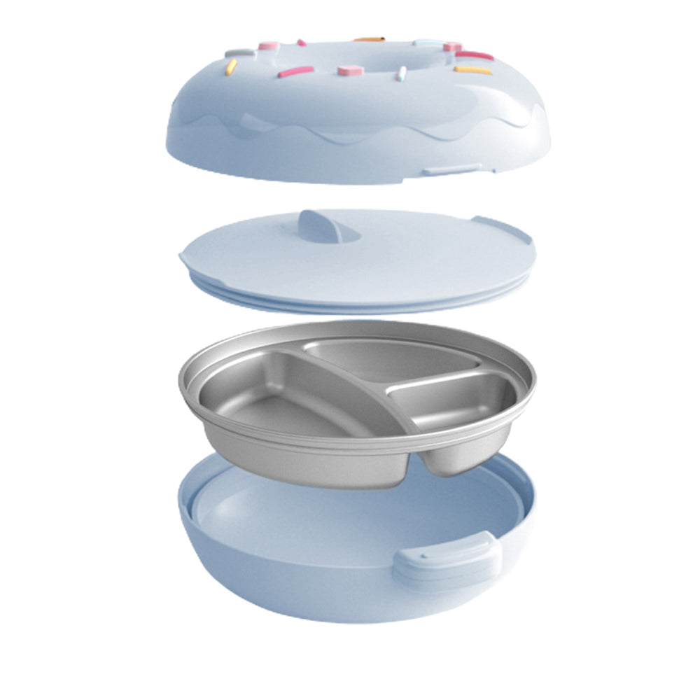 Little Surprise Box Kids Stainless Steel Donut Shaped Double Insulated Lunch Box, Blue