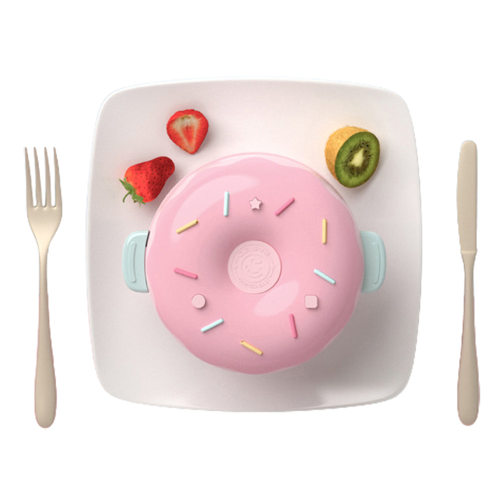 Little Surprise Box Kids Stainless Steel Donut Shaped Double Insulated Lunch Box, Pink
