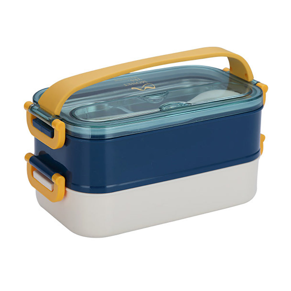 Little Surprise Box Double Storey Curvy Handle Blue & Yellow Stainless Steel Lunch /Tiffin Box For Kids.