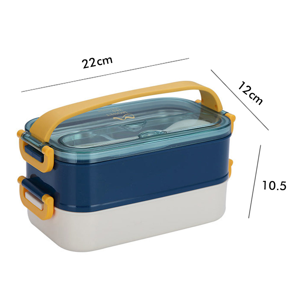 Little Surprise Box Double Storey Curvy Handle Blue & Yellow Stainless Steel Lunch /Tiffin Box For Kids.