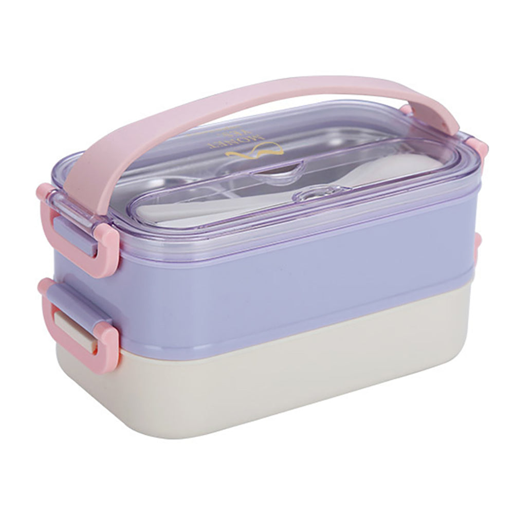 Little Surprise Box Double Storey Curvy Handle Purple & Pink Stainless Steel Lunch /Tiffin Box For Kids.