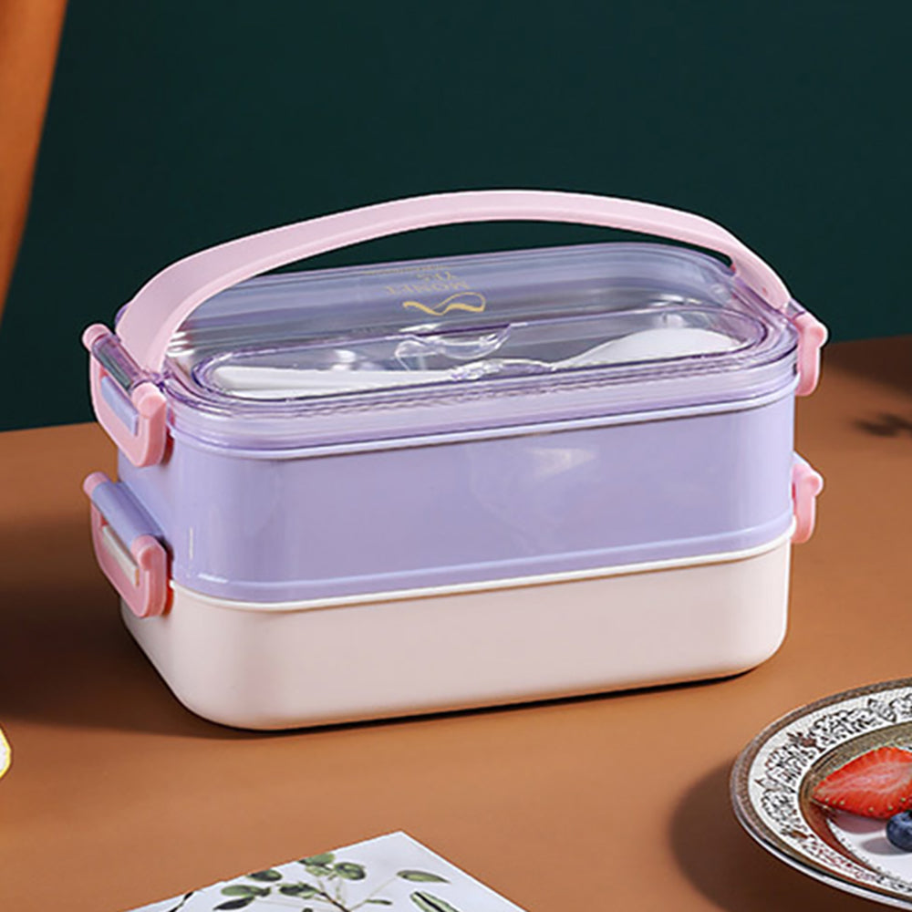 Little Surprise Box Double Storey Curvy Handle Purple & Pink Stainless Steel Lunch /Tiffin Box For Kids.
