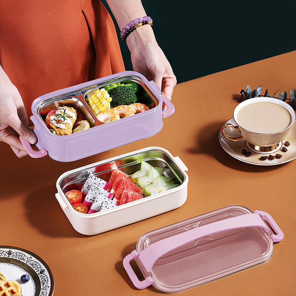 Little Surprise Box Double Storey Curvy Handle Purple & Pink Stainless Steel Lunch /Tiffin Box For Kids.