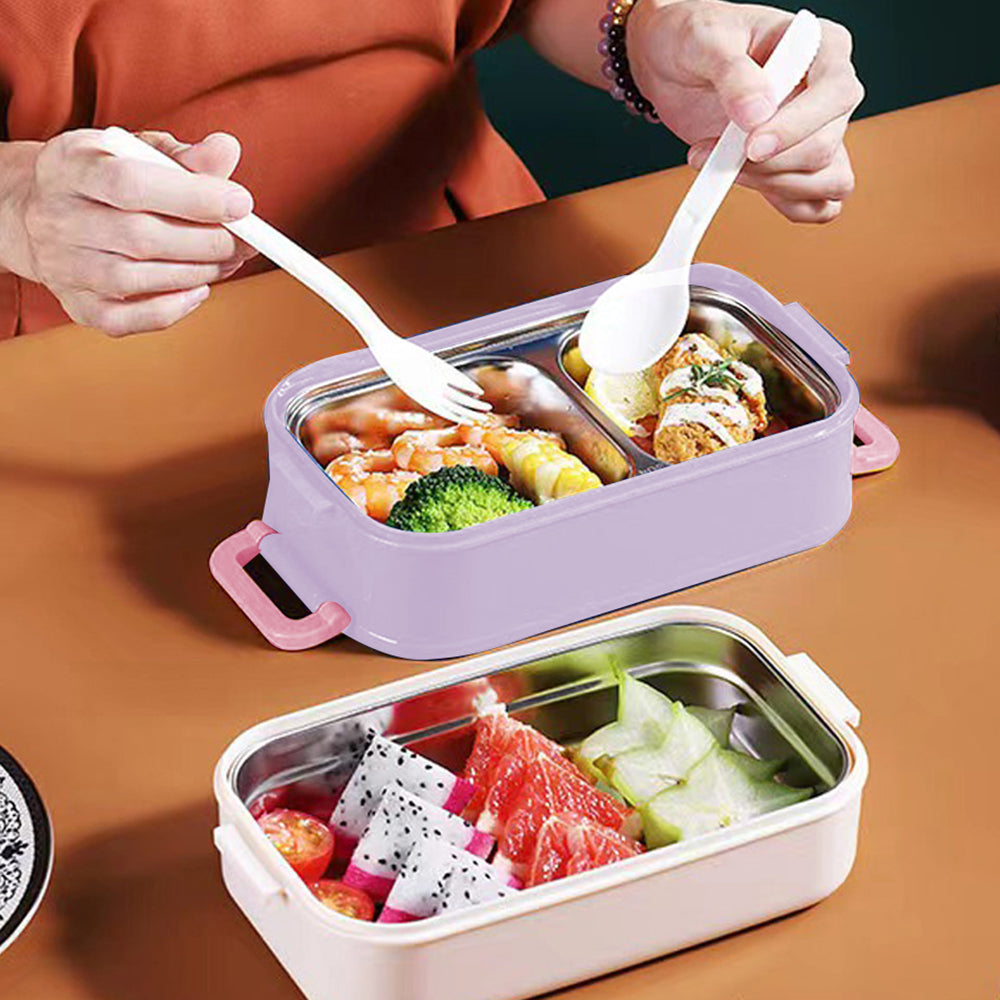 Little Surprise Box Double Storey Curvy Handle Purple & Pink Stainless Steel Lunch /Tiffin Box For Kids.