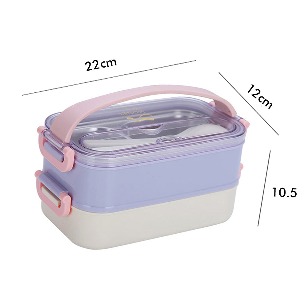 Little Surprise Box Double Storey Curvy Handle Purple & Pink Stainless Steel Lunch /Tiffin Box For Kids.