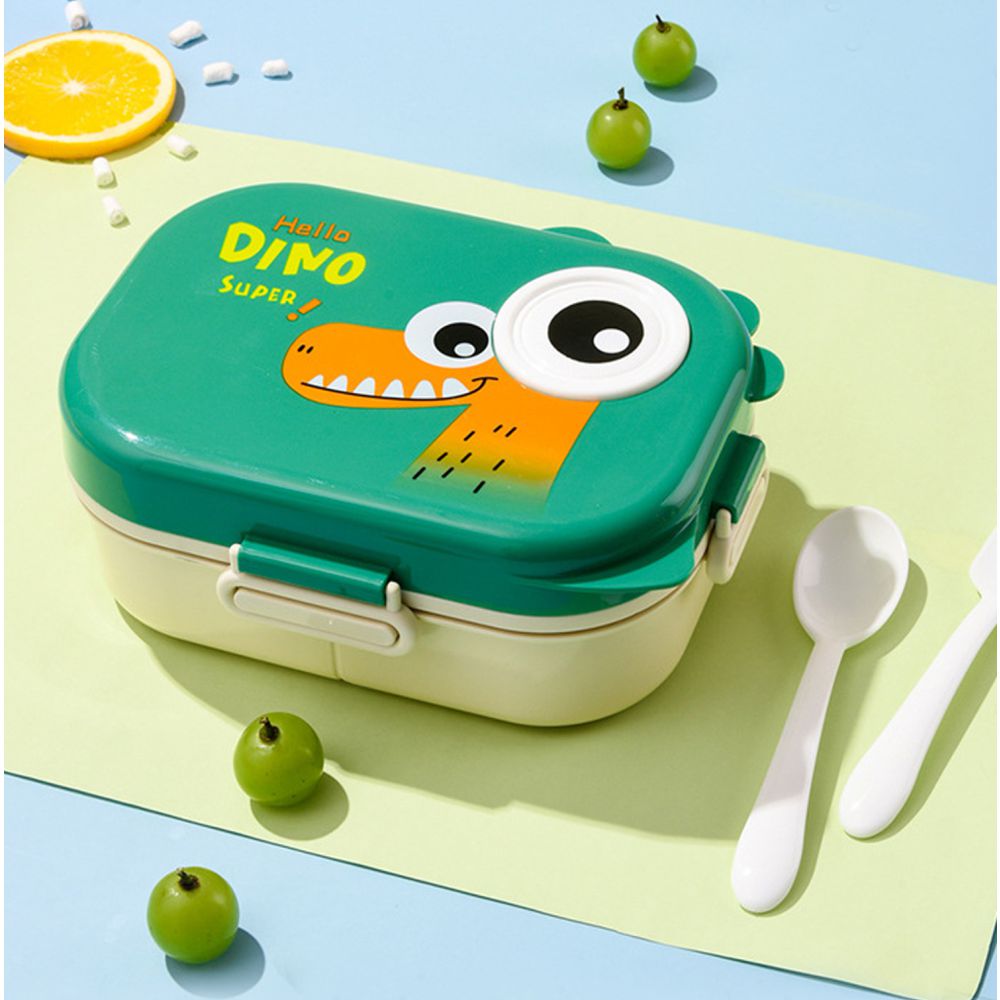 Green Big Eye Dino 2 Decker Lunch Box for Kids
