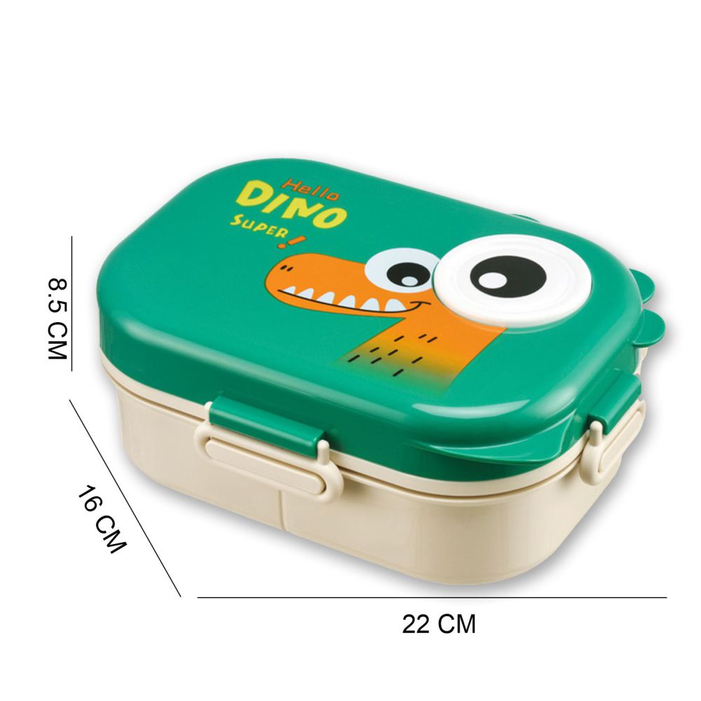 Green Big Eye Dino 2 Decker Lunch Box for Kids
