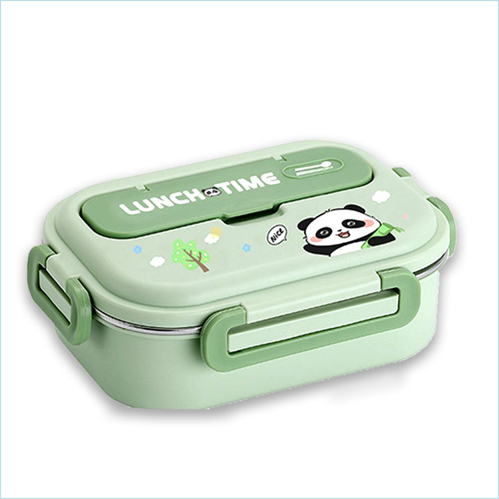 Mint Panda Lunch Time 2 pcs Stainless Steel Kids Lunch Box with matching Lunch Bag