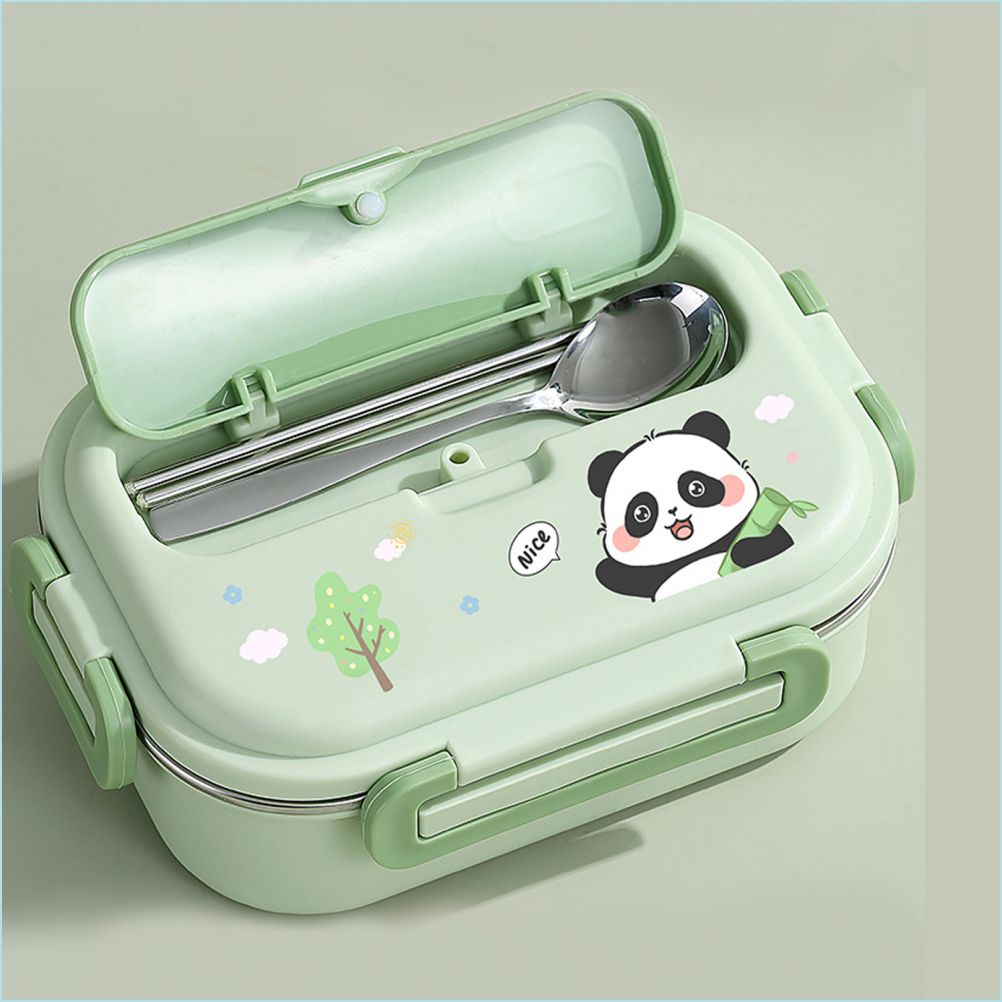 Mint Panda Lunch Time 2 pcs Stainless Steel Kids Lunch Box with matching Lunch Bag