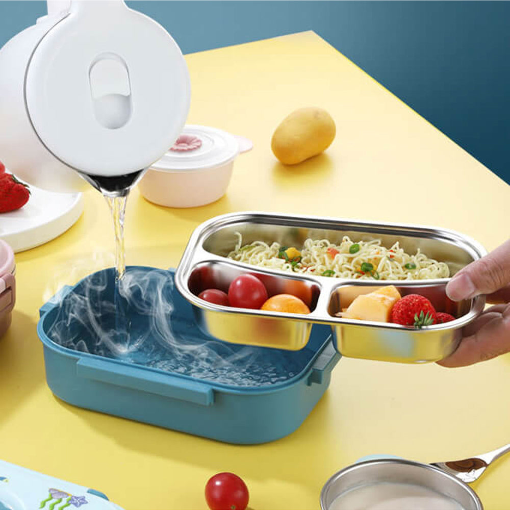 Little Surprise Box Blue Submarine Theme Compartment Steel Tiffin Lunch Box For Boys And Girls