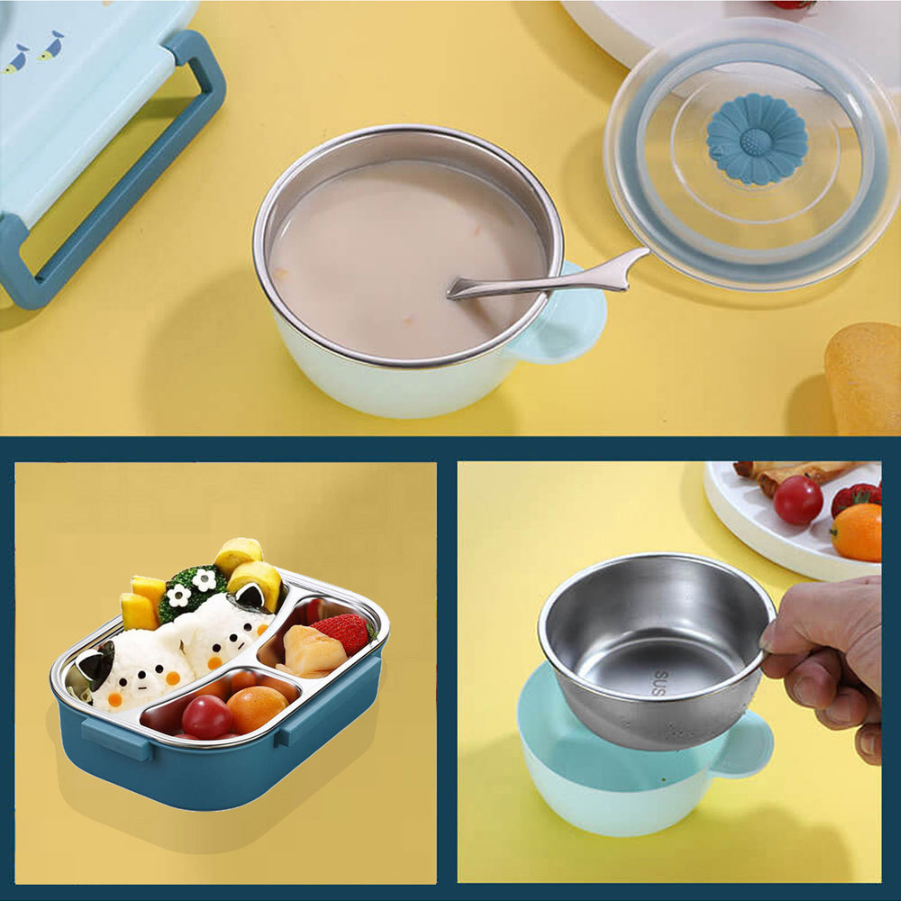 Little Surprise Box Blue Submarine Theme Compartment Steel Tiffin Lunch Box For Boys And Girls