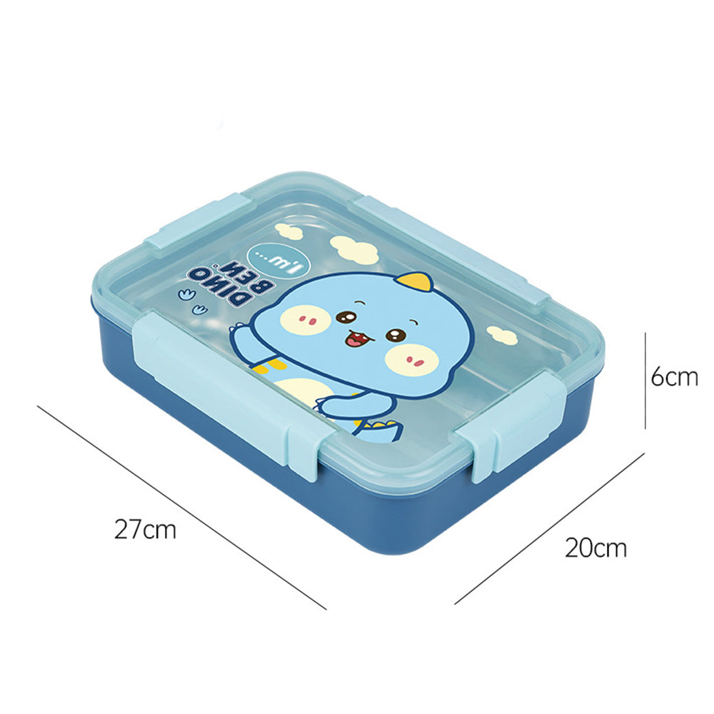 Little Surprise Box Big Size , Blue Dino theme Transparent Lid Double Lock Stainless Steel Kids Lunch /Tiffin Box.