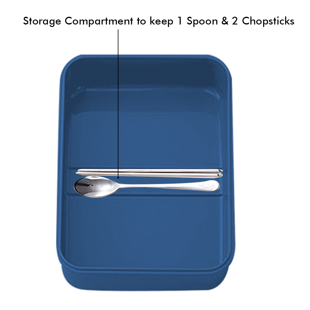 Little Surprise Box Big Size , Blue Dino theme Transparent Lid Double Lock Stainless Steel Kids Lunch /Tiffin Box.