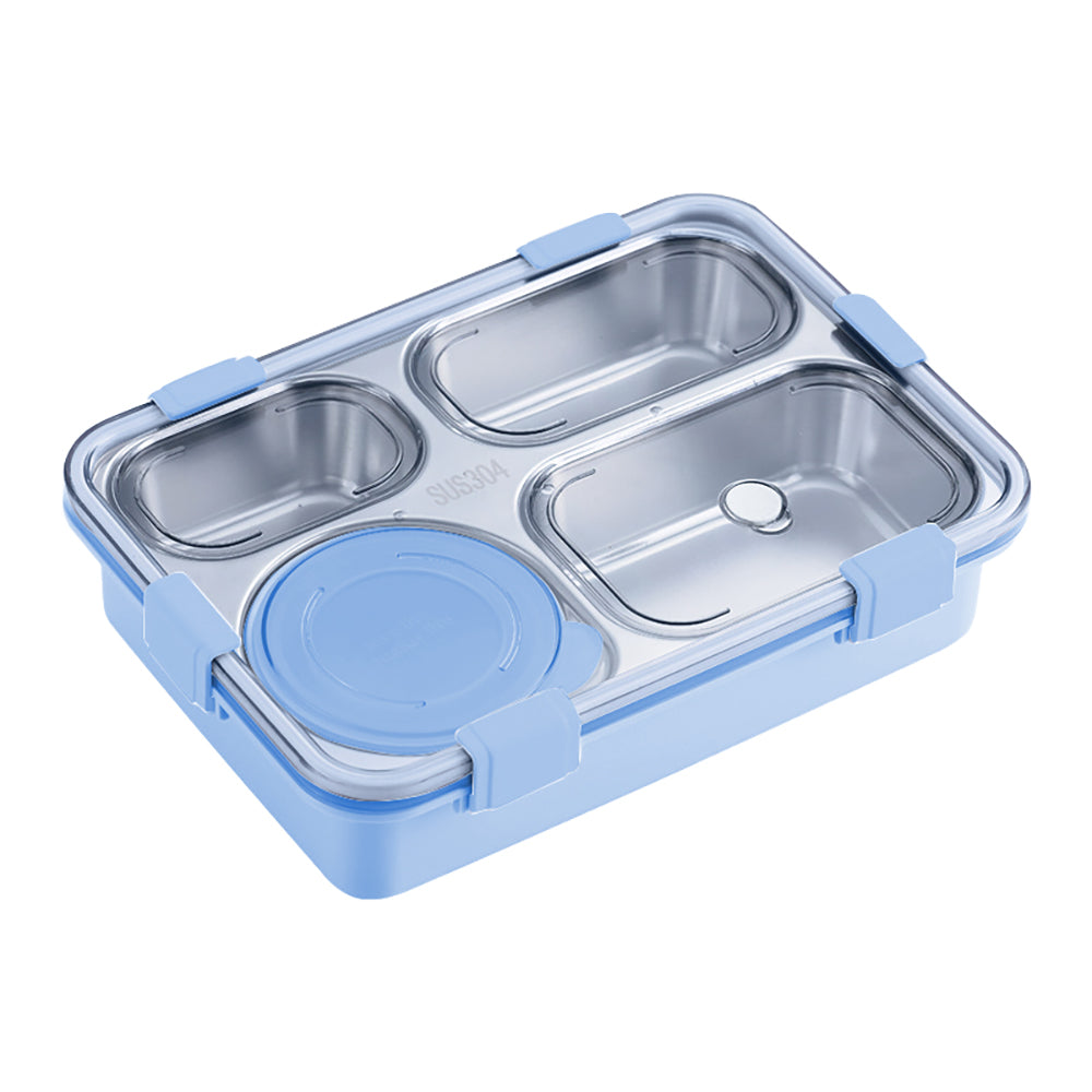 Little Surprise Box Light Blue Transparent Lid Double Lock Stainless Steel Lunch /Tiffin Box for Kids.