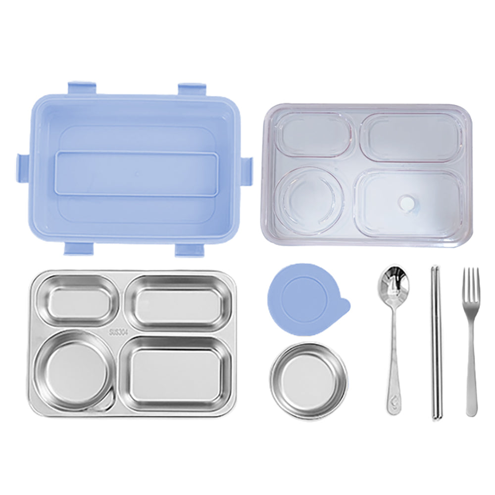 Little Surprise Box Light Blue Transparent Lid Double Lock Stainless Steel Lunch /Tiffin Box for Kids.