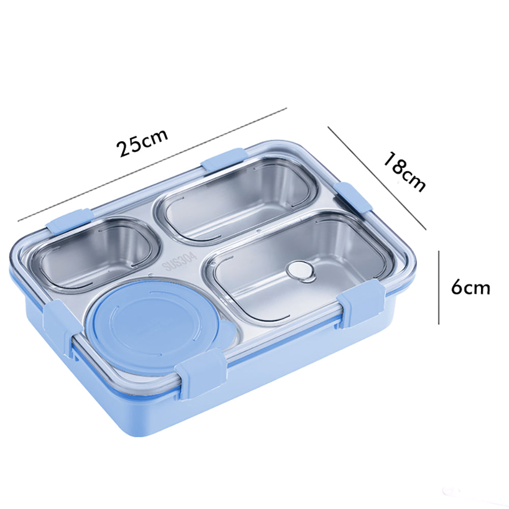Little Surprise Box Light Blue Transparent Lid Double Lock Stainless Steel Lunch /Tiffin Box for Kids.