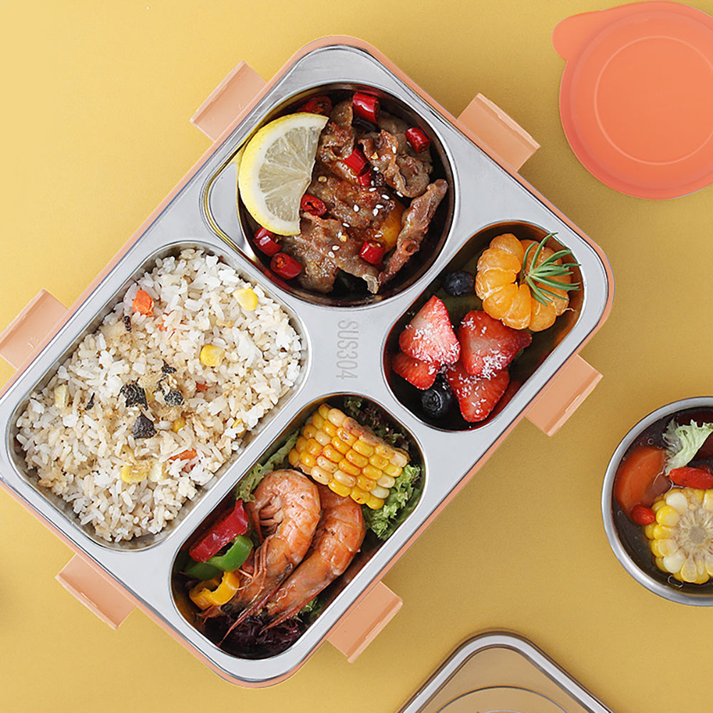 Little Surprise Box Cream Transparent Lid Double Lock Stainless Steel Lunch /Tiffin Box for Kids