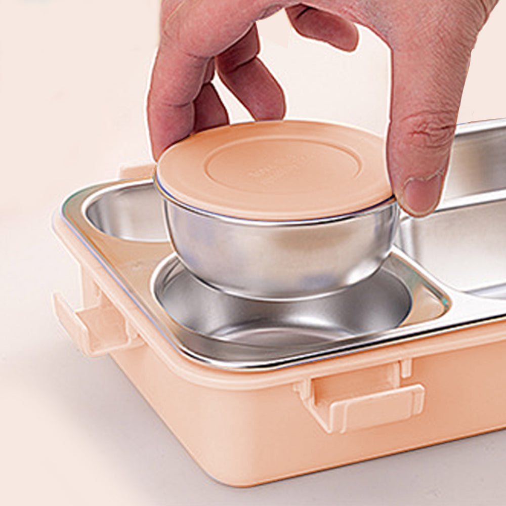Little Surprise Box Cream Transparent Lid Double Lock Stainless Steel Lunch /Tiffin Box for Kids