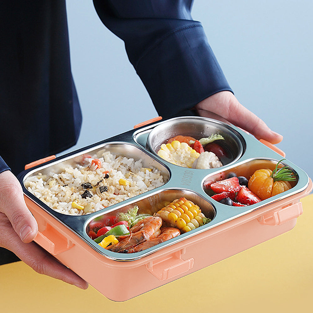 Little Surprise Box Cream Transparent Lid Double Lock Stainless Steel Lunch /Tiffin Box for Kids
