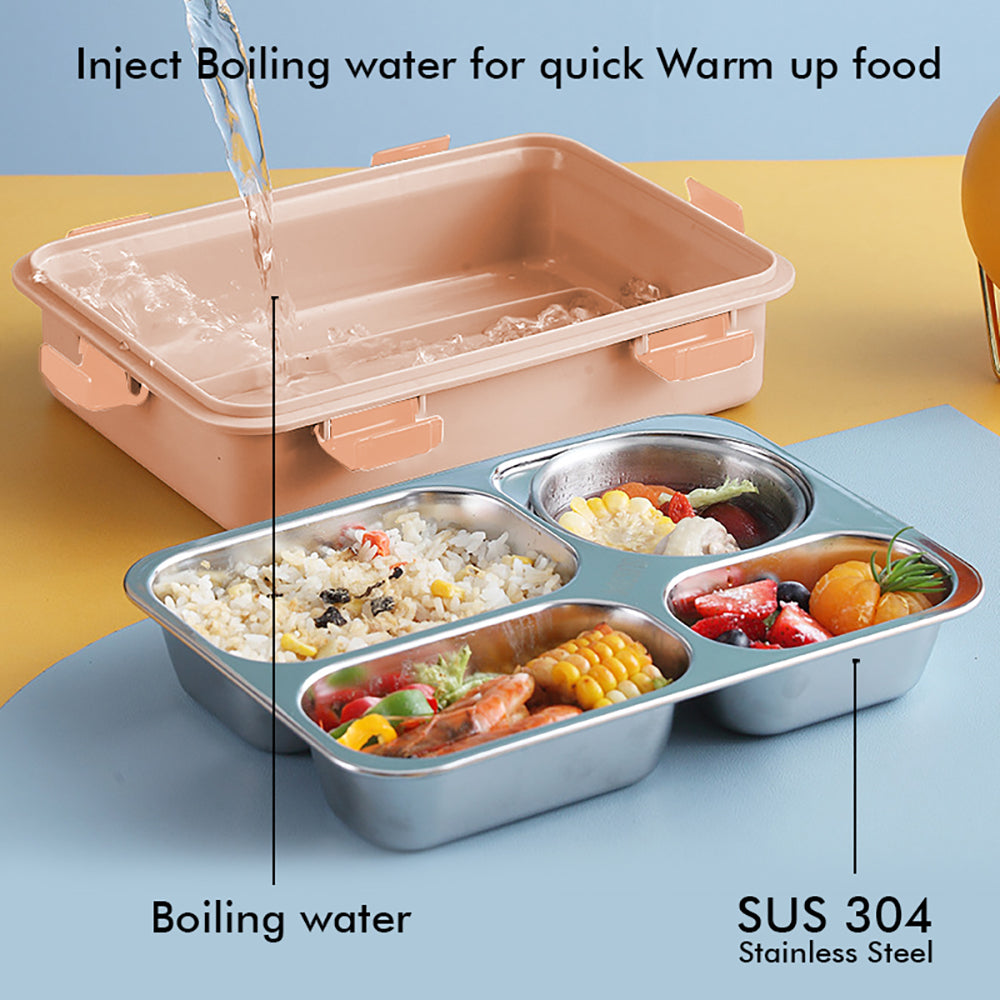 Little Surprise Box Cream Transparent Lid Double Lock Stainless Steel Lunch /Tiffin Box for Kids